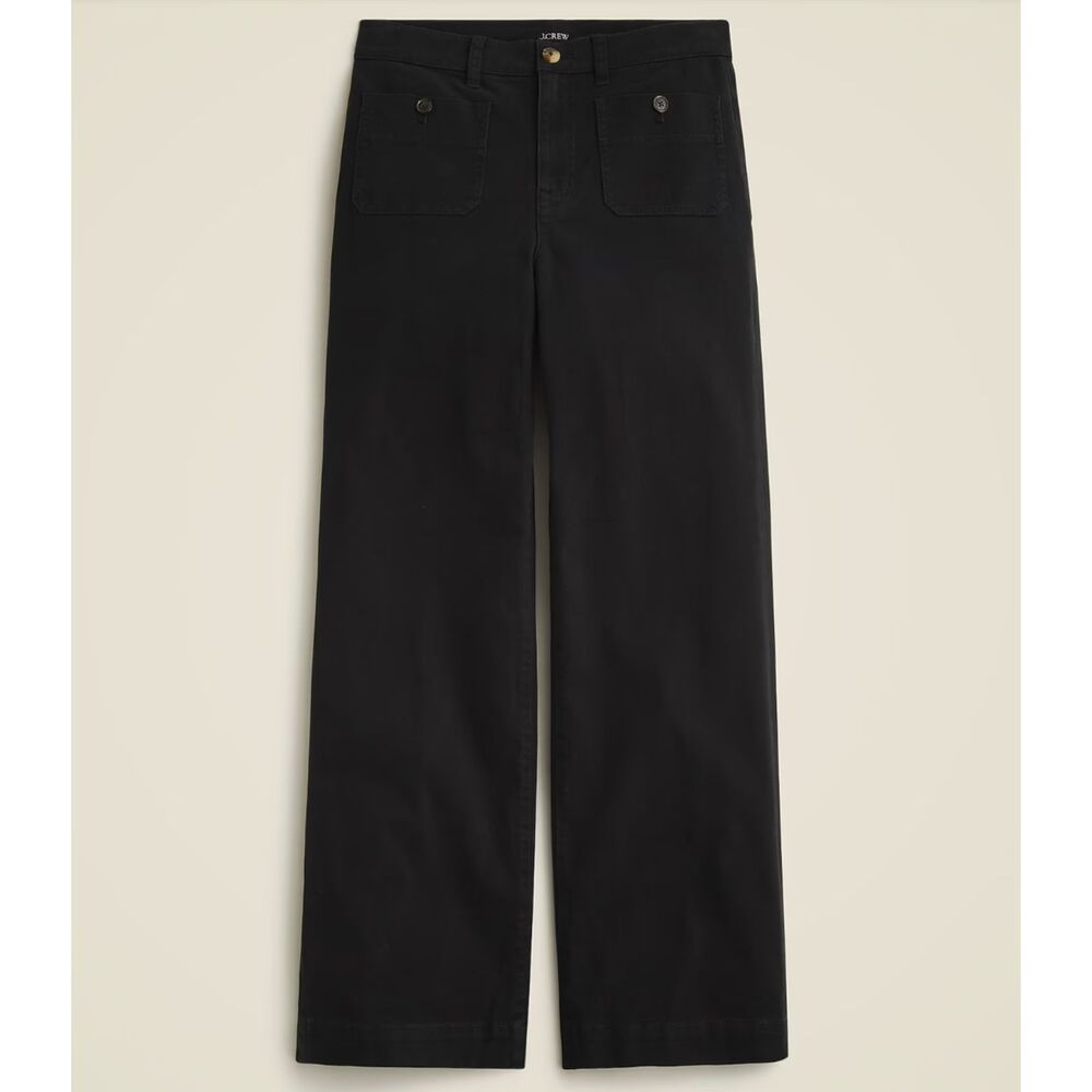 J.Crew Sailor Slim Wide Leg Chino Pants Womens 29 Black Cropped Patch Pockets